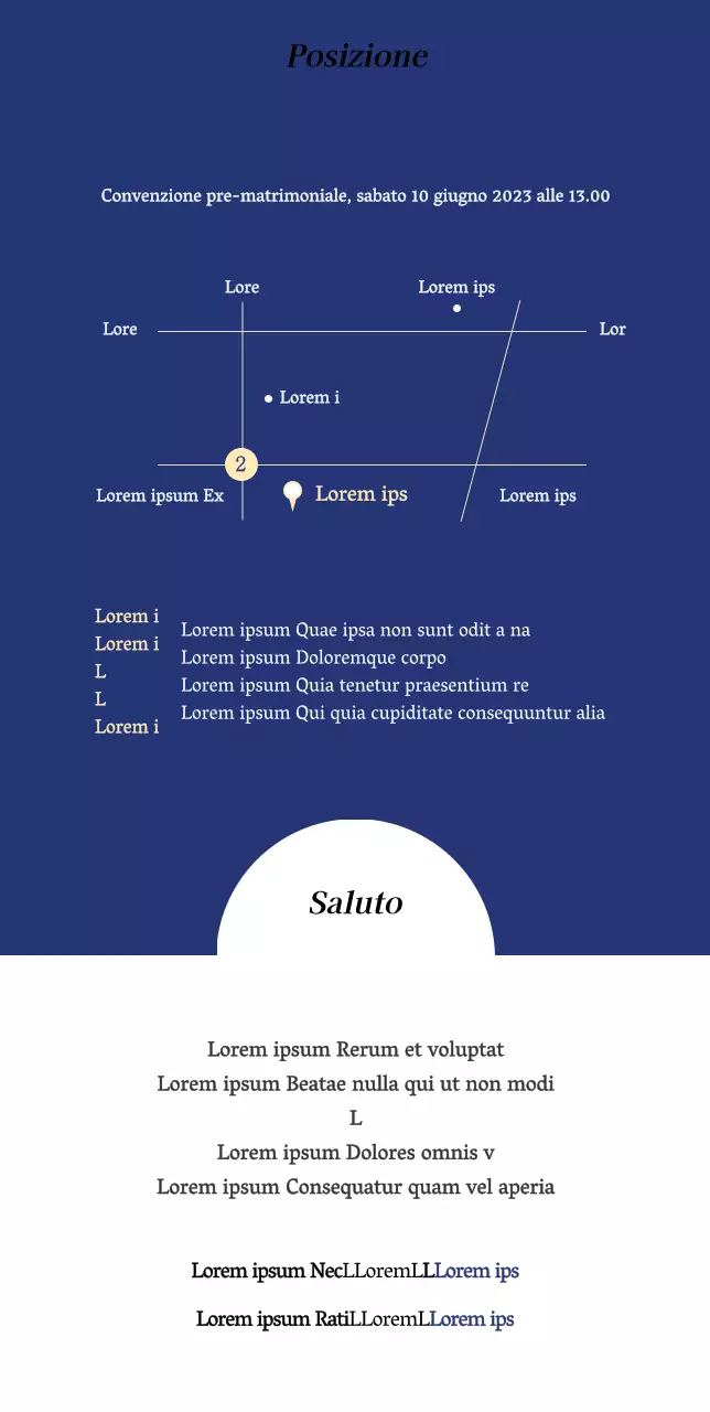 Partecipazione di matrimonio con sfondo blu e look pulito