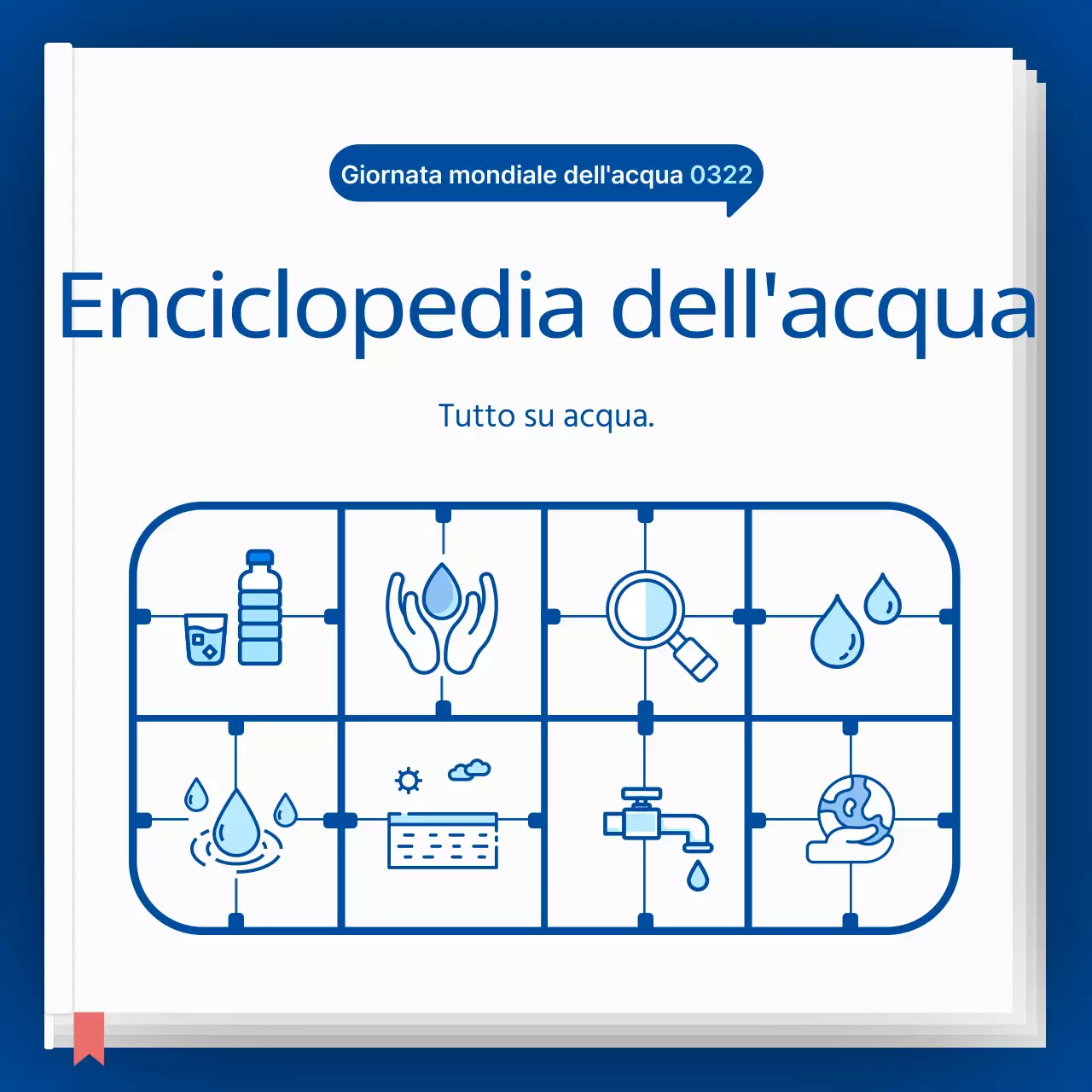 Icona blu e azzurro concetto di acqua enciclopedia