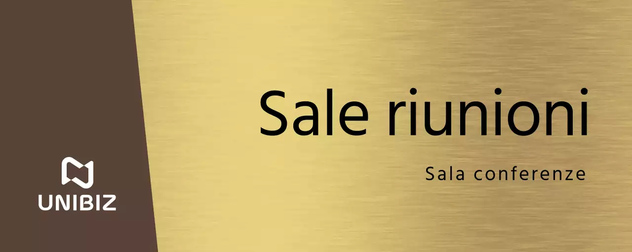 Semplice cartello segnaposto con nomi di dipartimenti aziendali in marrone e nero e forme quadrate