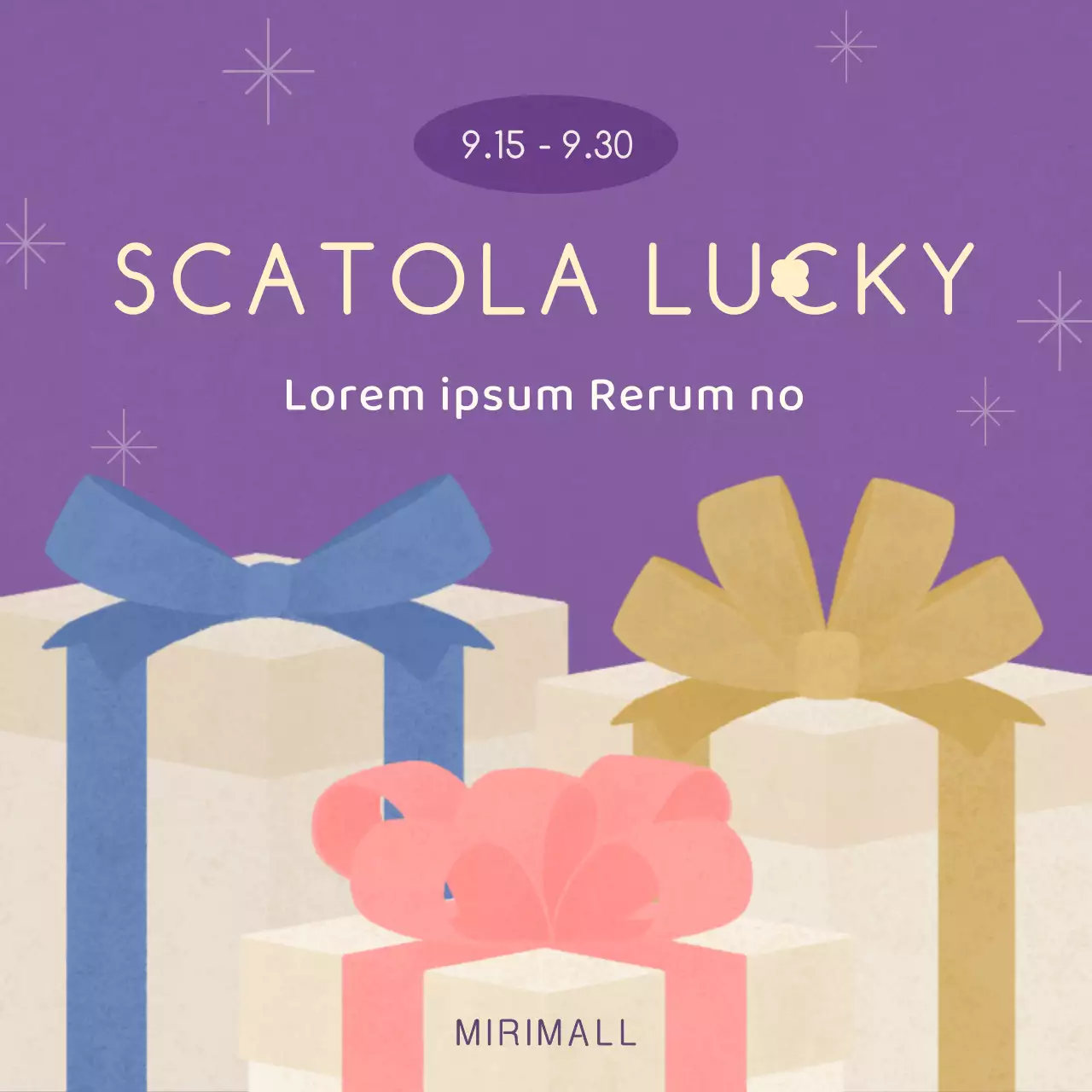 Promuovere un evento Lucky Box kitsch viola e beige