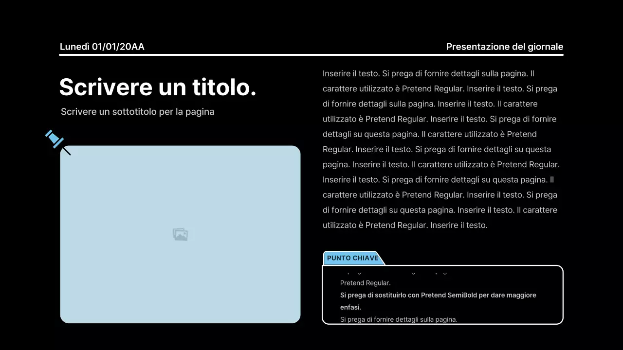 Presentazione che attira l'attenzione con linee decise in un concetto di giornale su sfondo nero