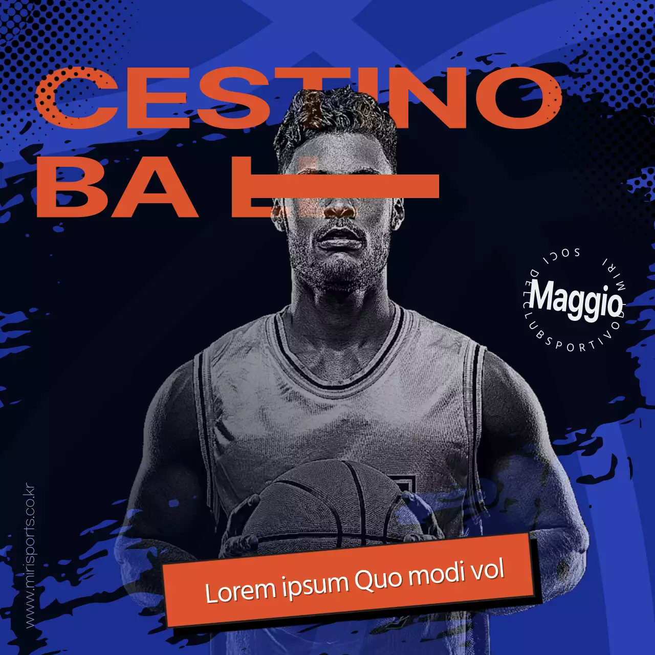 Reclutamento per la squadra di basket del Centro sportivo blu e arancione