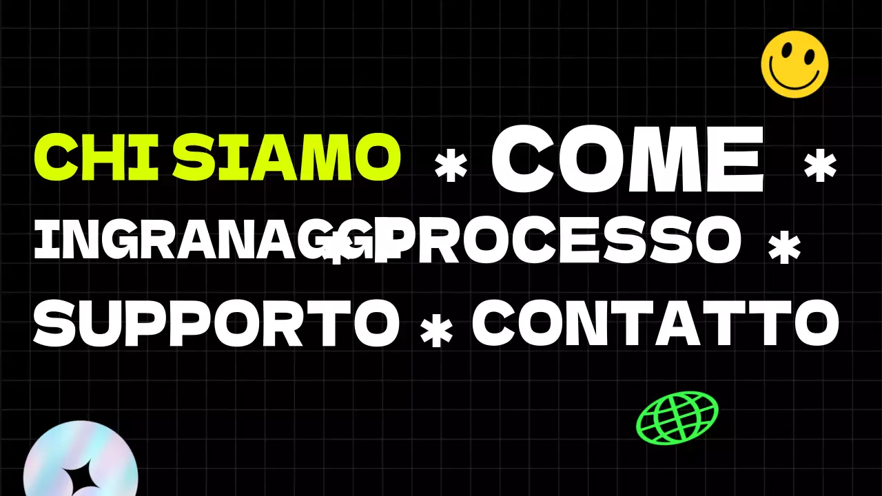 Adesivi illustrati in stile kitsch e caratteri audaci in nero e colori al neon danno un'impronta ritmica alle guide ai concerti e al noleggio.