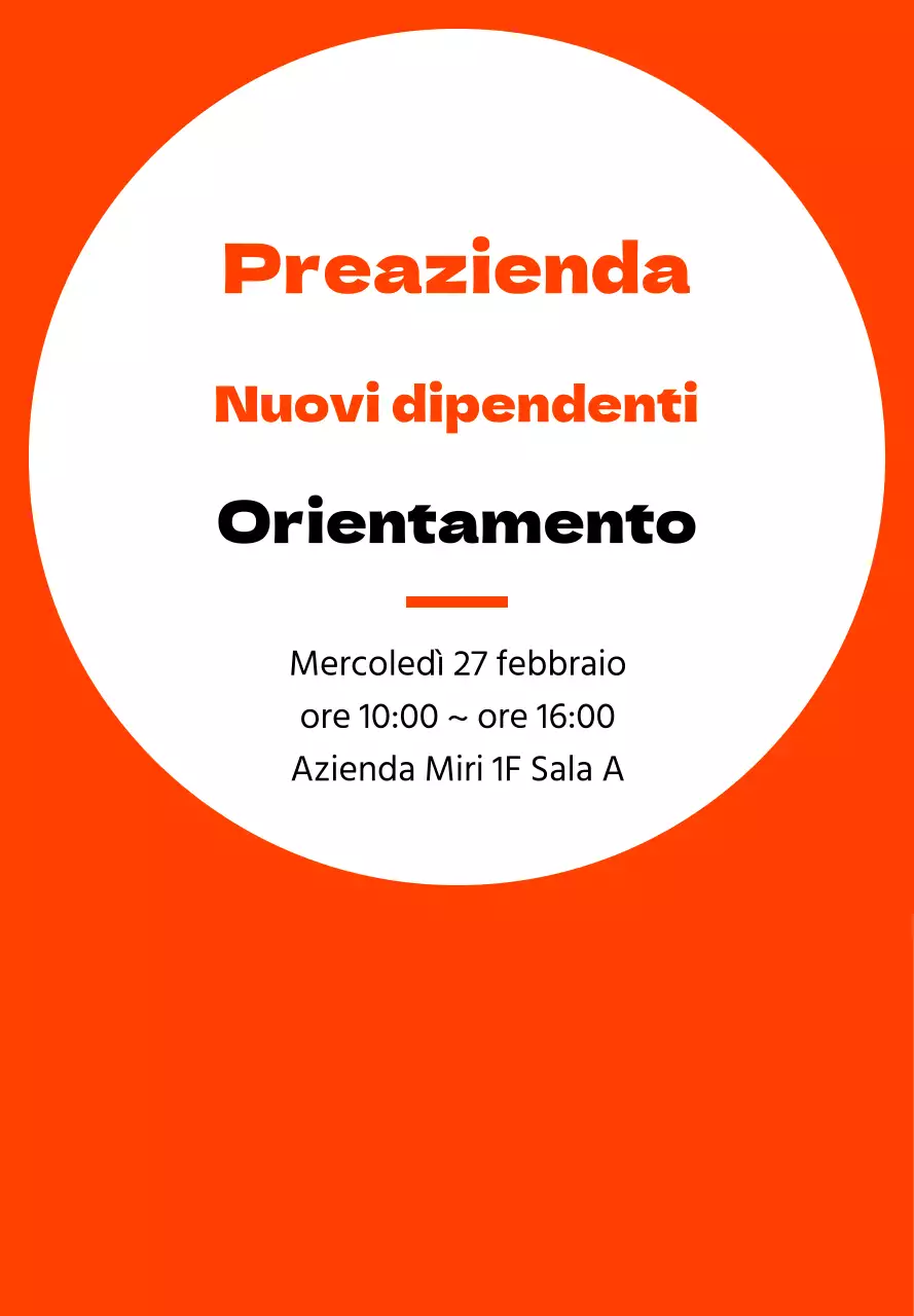 Stile semplice della cornice in arancione e nero per le informazioni sull'orientamento dei nuovi dipendenti