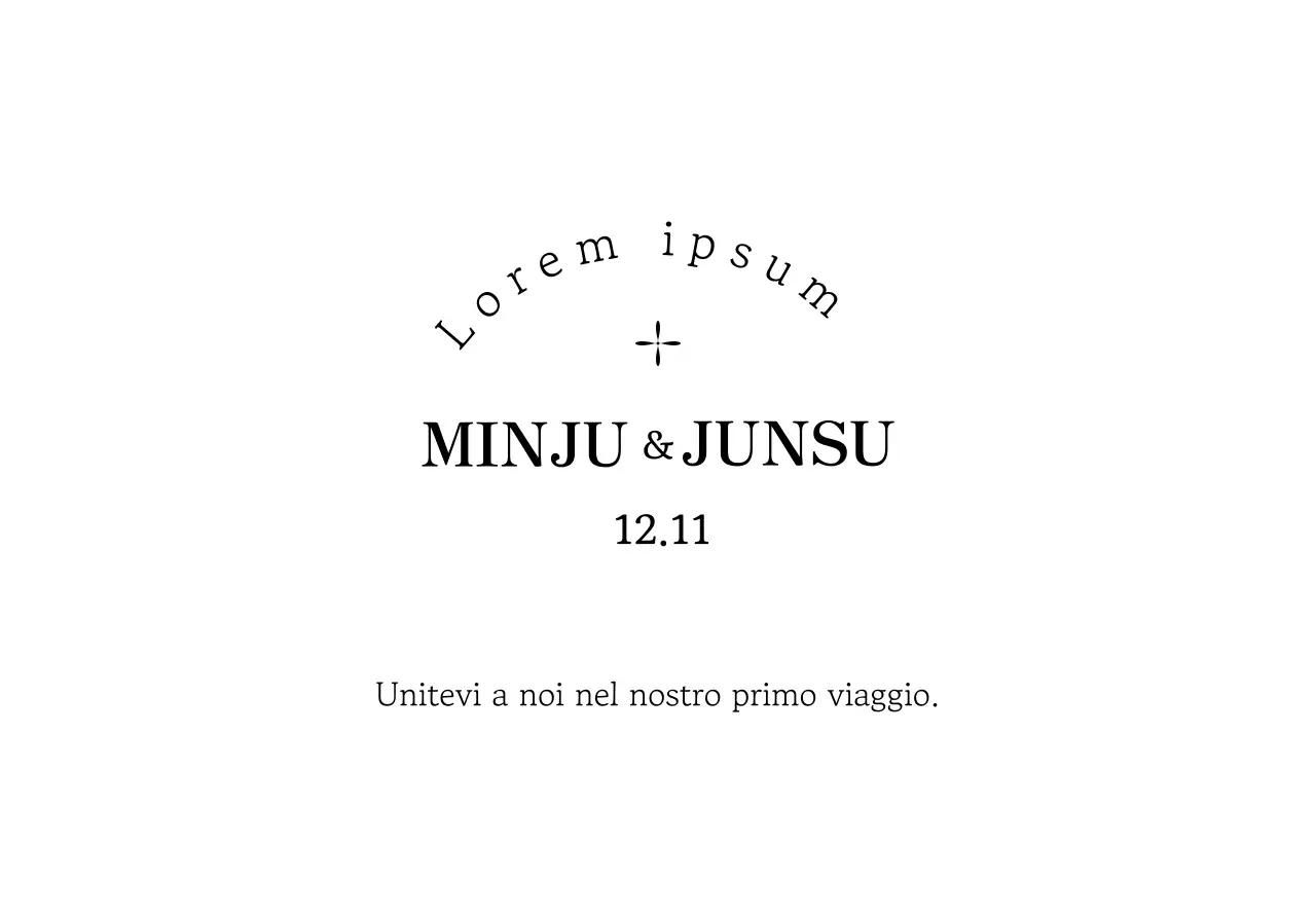 Una semplice busta per inviti di nozze classici con testo e illustrazioni in nero.