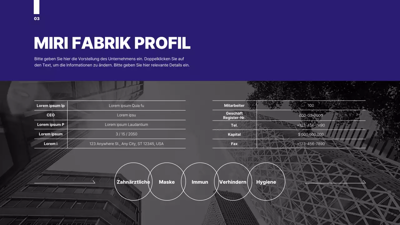 Ein organisierter Vorschlag mit einer blau gefärbten Kreisgrafik