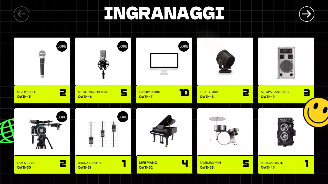 Adesivi illustrati in stile kitsch e caratteri audaci in nero e colori al neon danno un'impronta ritmica alle guide ai concerti e al noleggio.