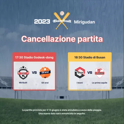 Guida alle cancellazioni per pioggia delle partite di baseball con un tocco di rosso e giallo