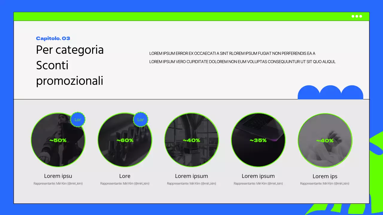 Breve promozionale estivo con tonalità di blu e fluorescenti