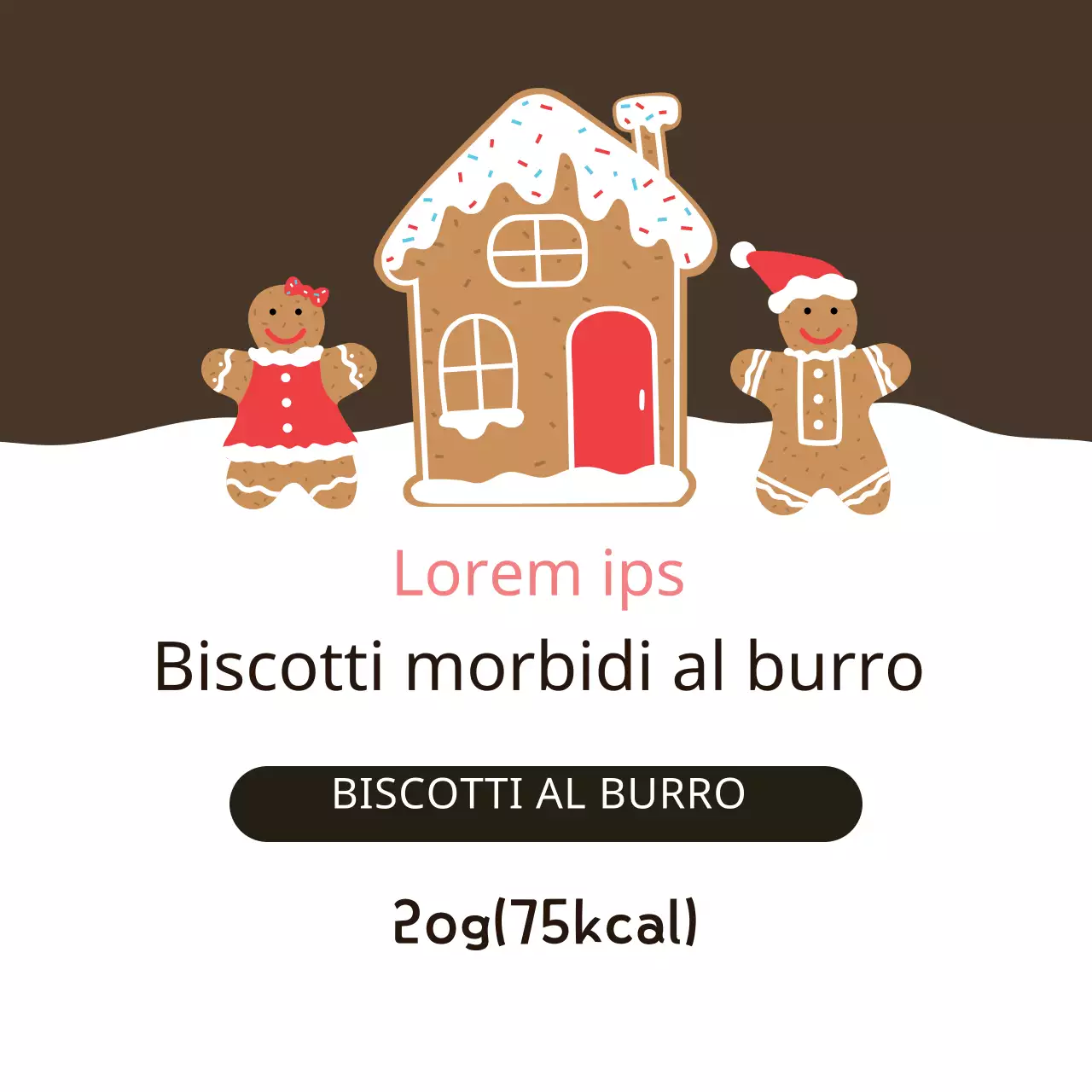 Etichette per biscotti natalizi illustrate in marrone rosso