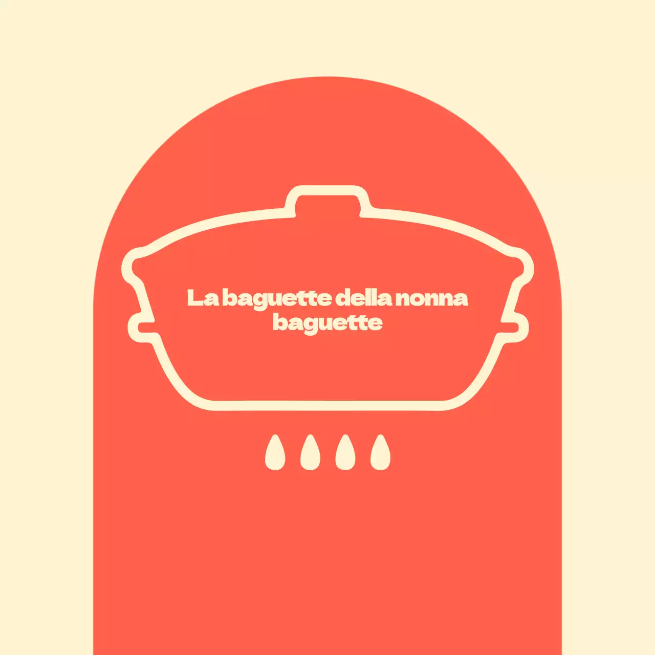 Baguette della nonna in balsa con forme arcuate rosse su sfondo avorio