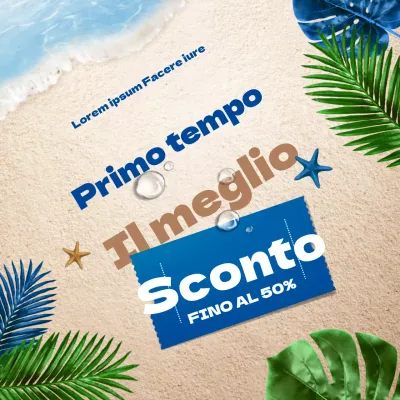 Blu Beige Pulito e tropicale sulla spiaggia concetto di coupon Primo semestre Promozione sconto di fine anno