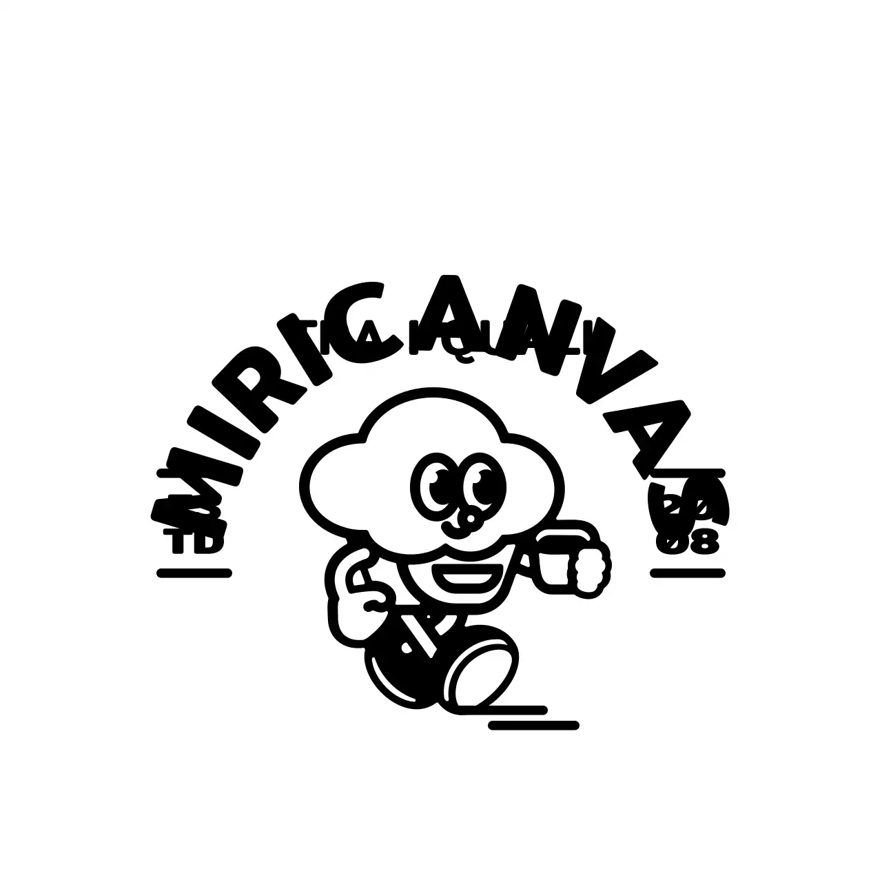 Emblema logo stile caffè con illustrazione cupcake semplice e carino