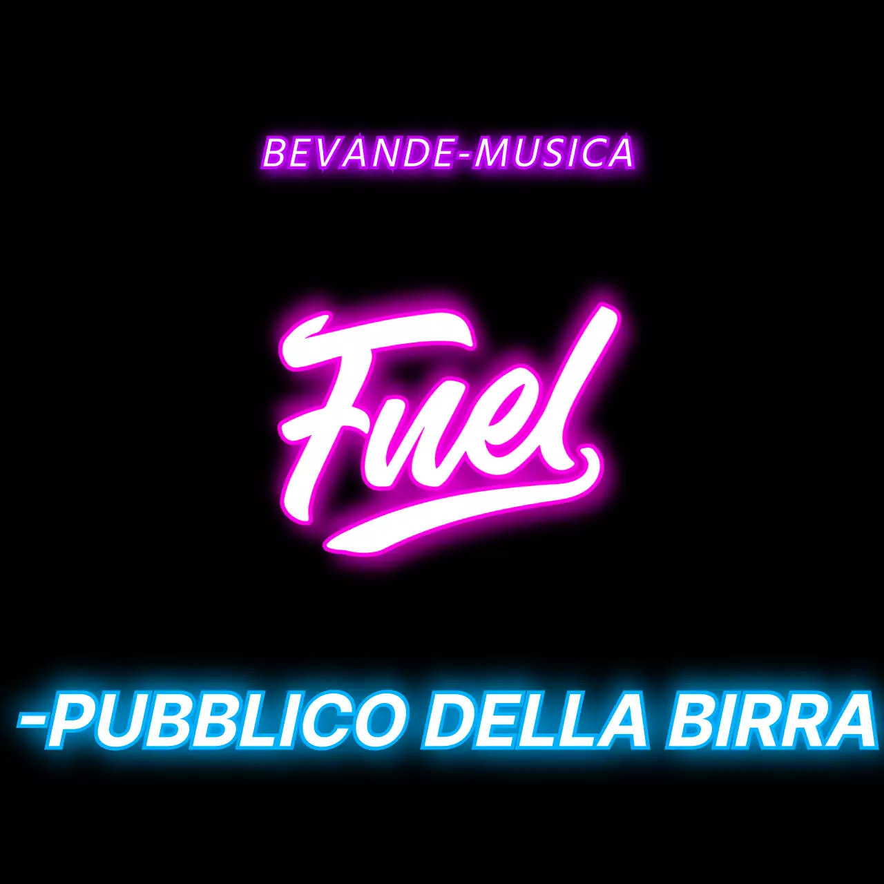 Insegne al neon con testi e illustrazioni relativi al brewpub in colori vivaci.