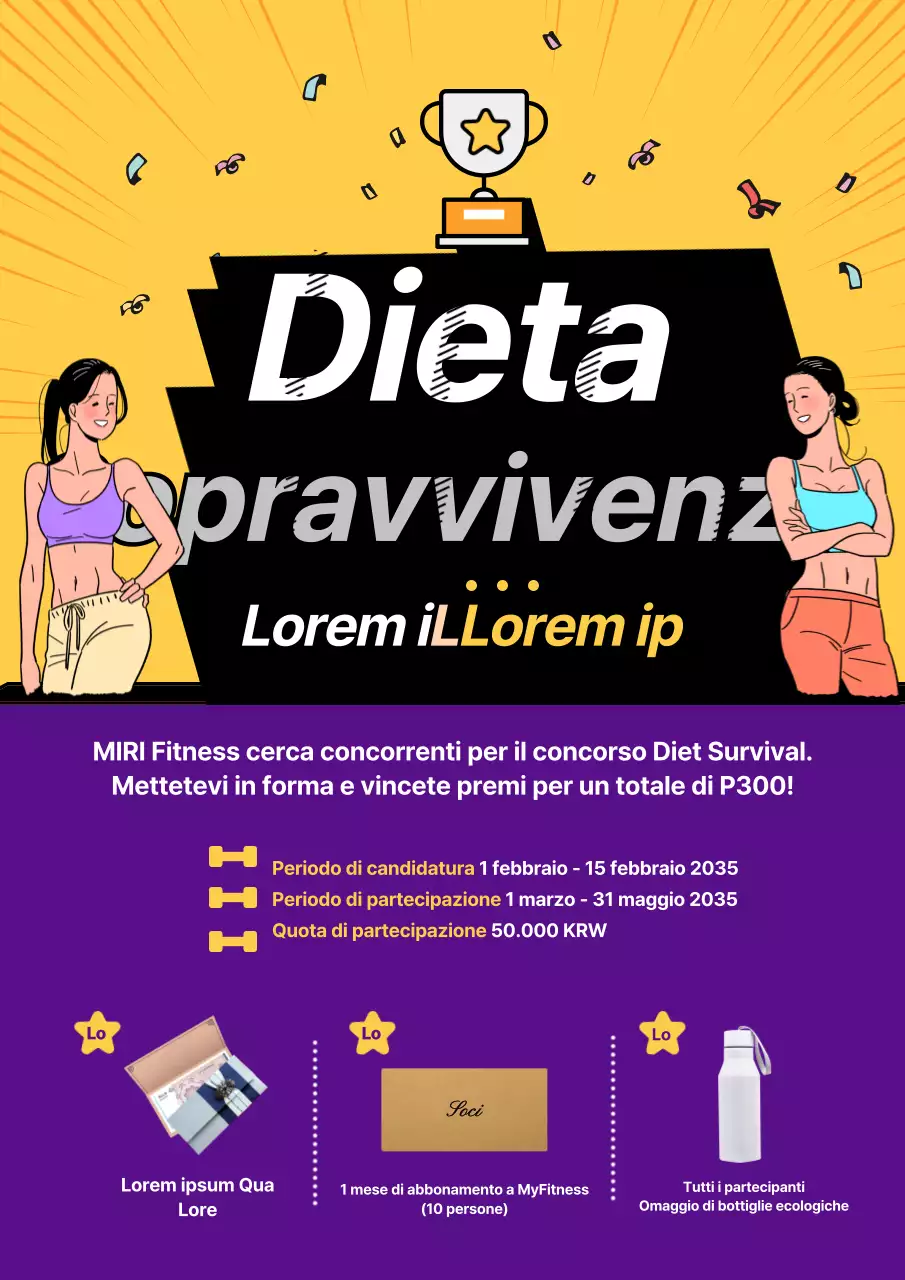 Fitness Diet Survival Event in giallo e viola