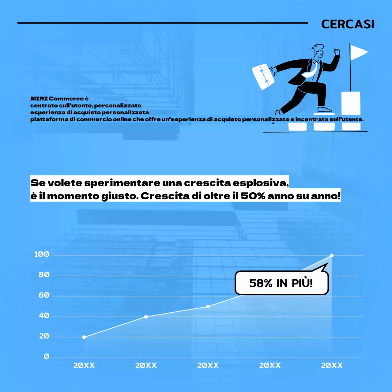 Recruiting per stage con illustrazioni in azzurro e nero