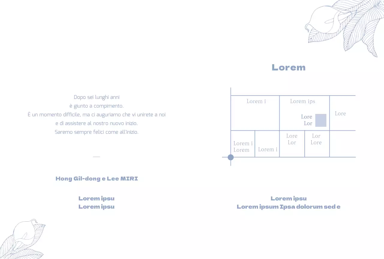 Invito di matrimonio pulito con illustrazioni in azzurro