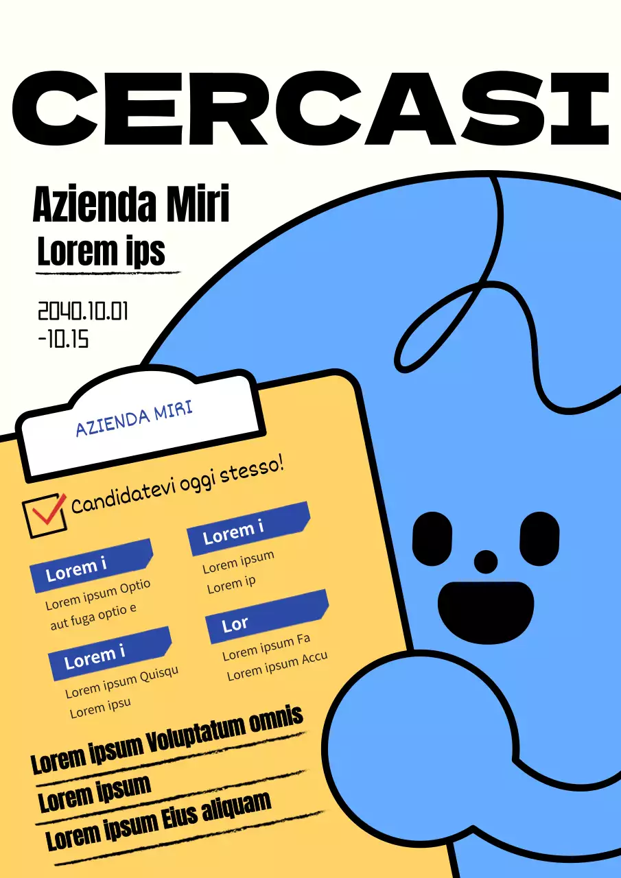 Annunci di lavoro semplici, gialli e blu