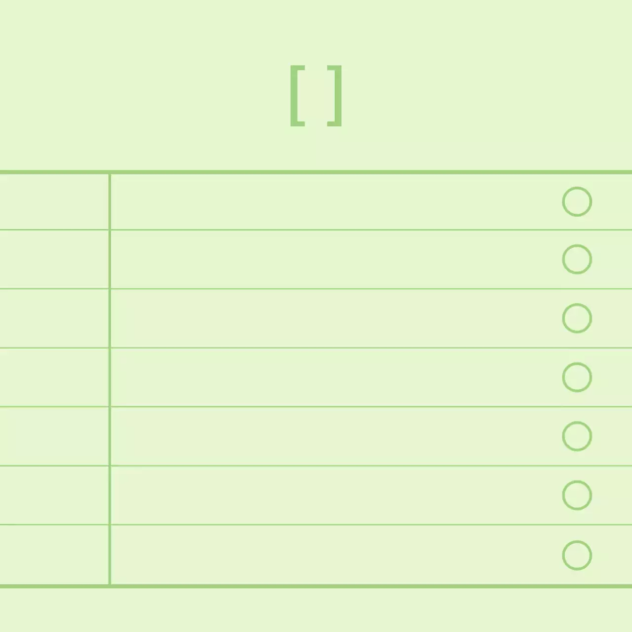 Merchandising personalizzato con un concetto di checklist pulito in chartreuse e verde.