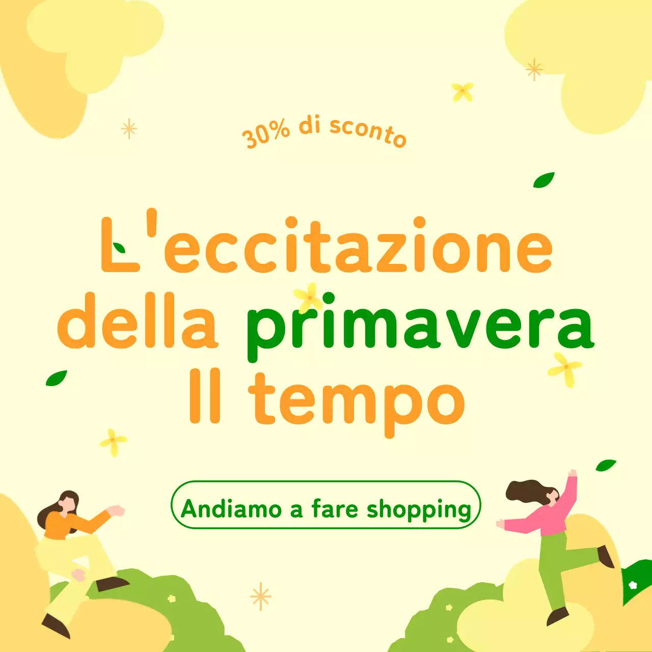 Una simpatica e pulita guida allo shopping su Instagram in giallo e verde