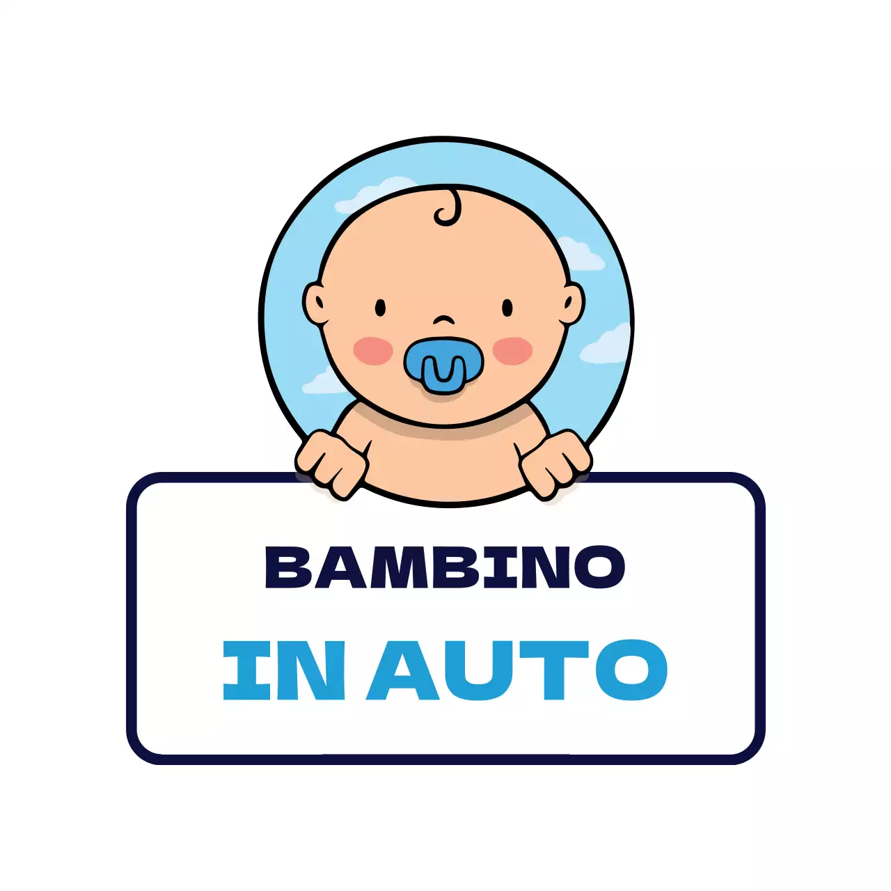 Bianco blu pulito illustrazione bambino a cavallo