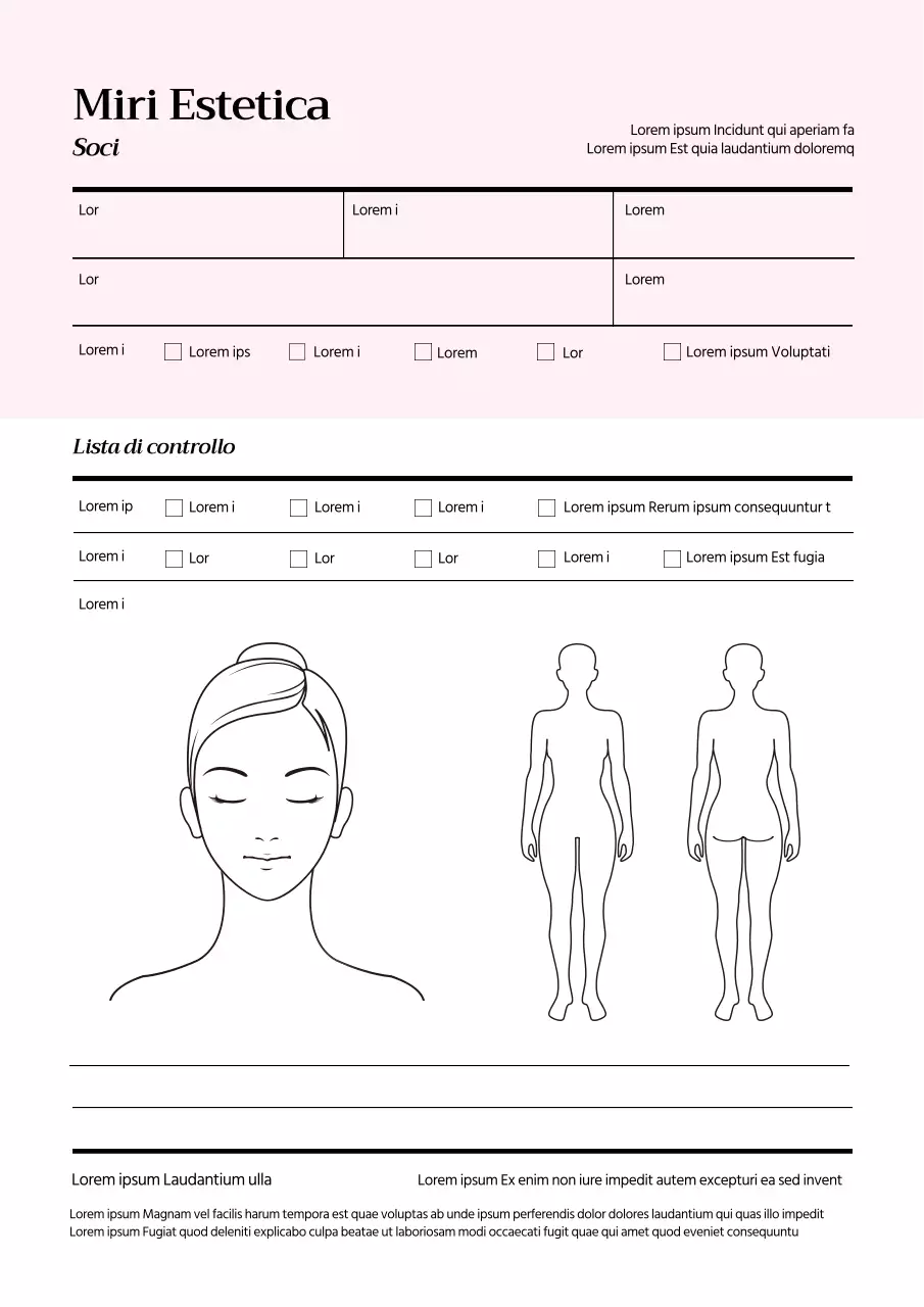 Lista di controllo del consulto estetico rosa