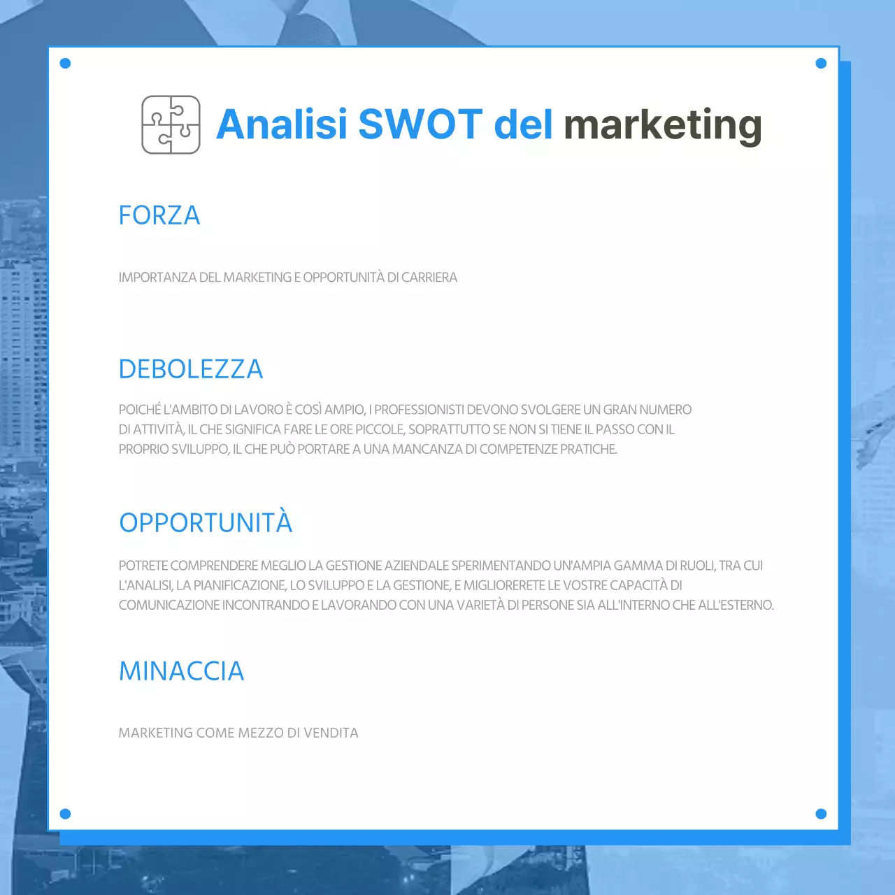 Un'analisi completa del lavoro di marketing di Bluetone Introduzione dei dipartimenti all'interno dell'azienda CardNews