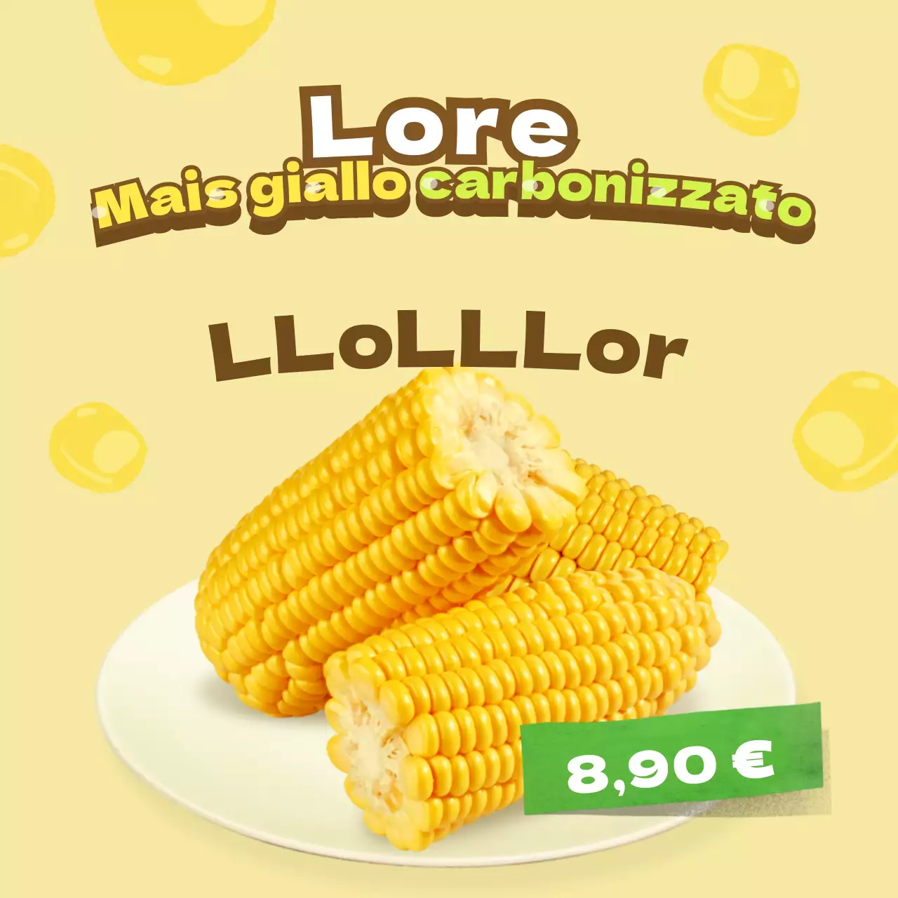 Vendita di simpatici snack di mais di colore giallo