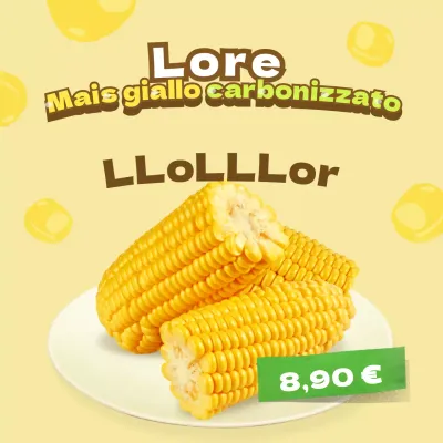 Vendita di simpatici snack di mais di colore giallo