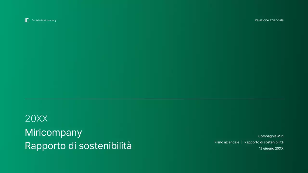 Semplice presentazione infografica aziendale con gradienti blu e verdi