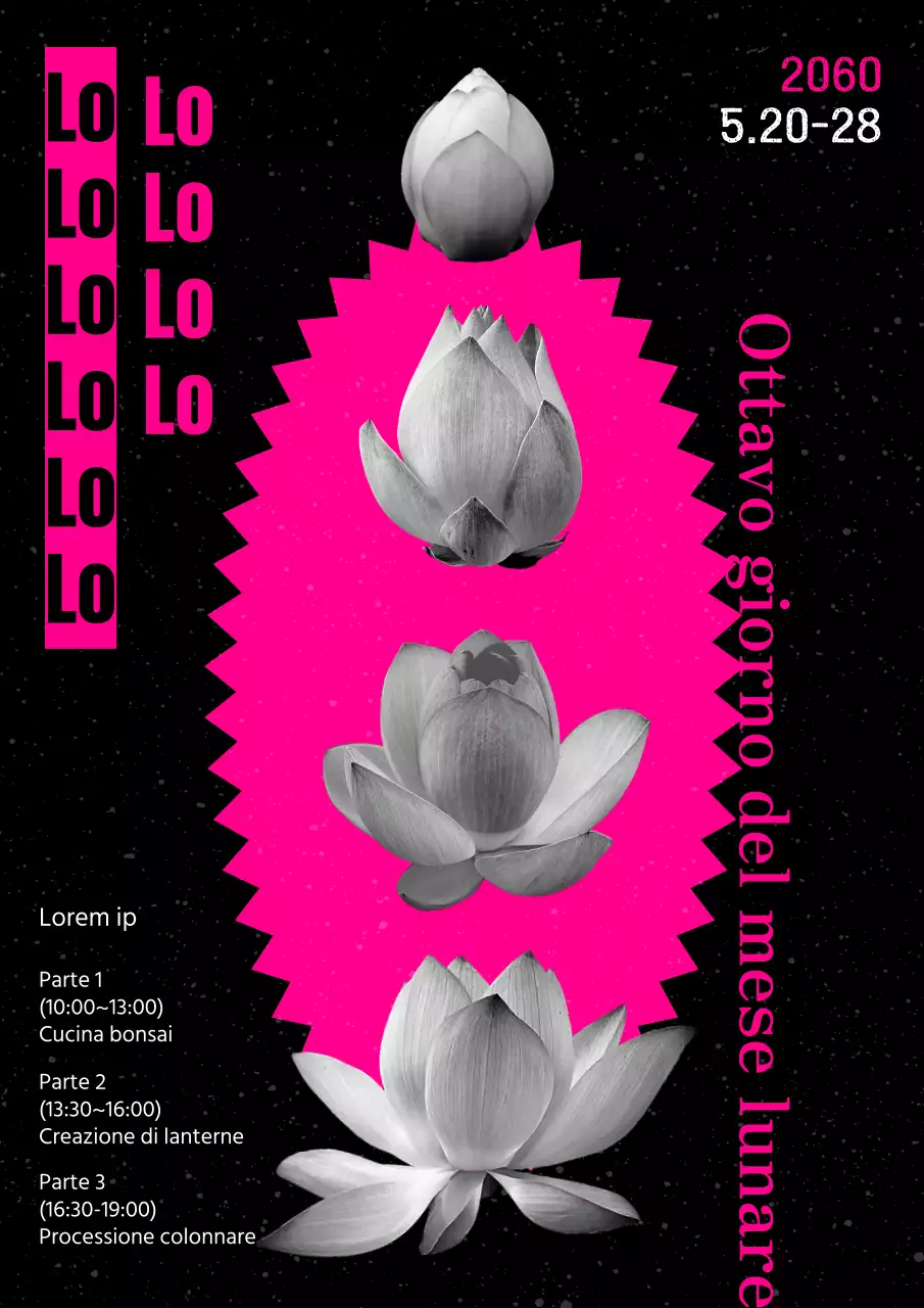 Promuovere la mostra floreale di punte di loto in nero e rosa