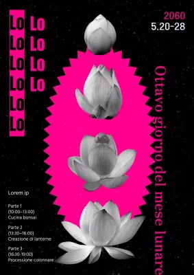 Promuovere la mostra floreale di punte di loto in nero e rosa