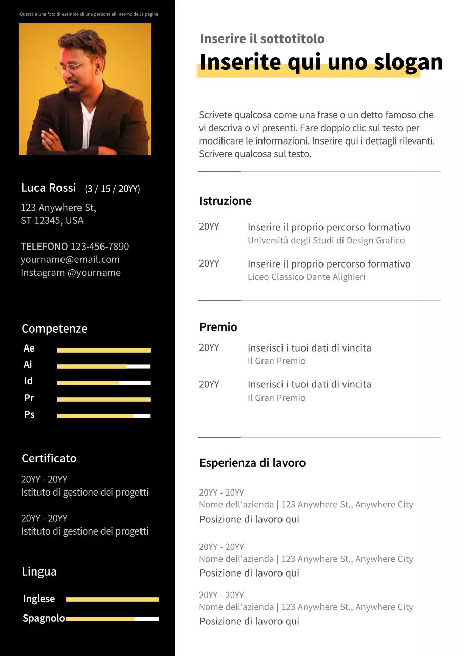 Un curriculum pulito, in bianco e nero