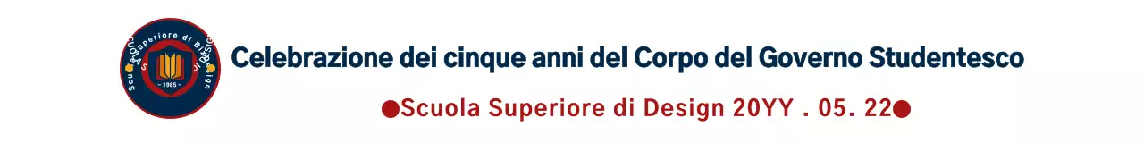 Stile evidenziato con logo emblema del liceo giallo e rosso blu navy Anniversario del Corpo del Consiglio Studentesco