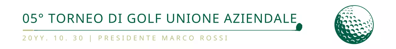 Stile di layout di una semplice combinazione di testo in nero e grigio per la celebrazione di un torneo di golf