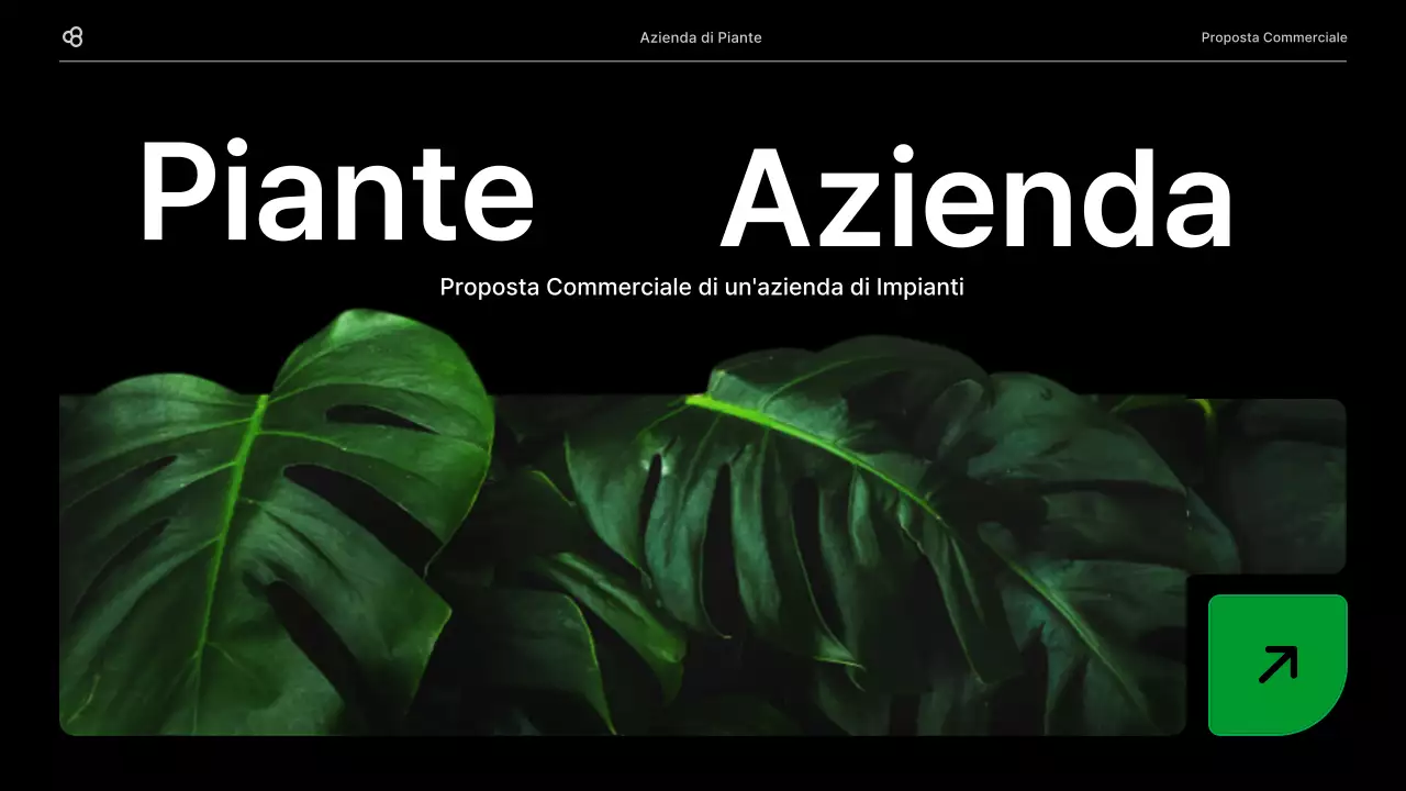 Proposta di business per un'attività commerciale con un concetto di foglia naturale nera e verde