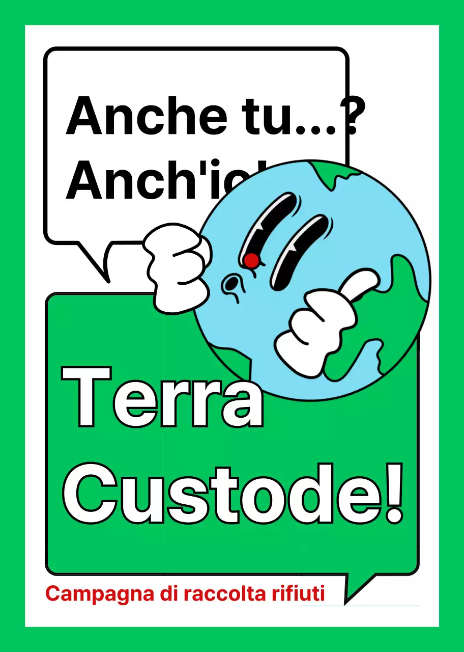 Promuovete una campagna ambientale con una simpatica illustrazione della Terra in bianco e verde.