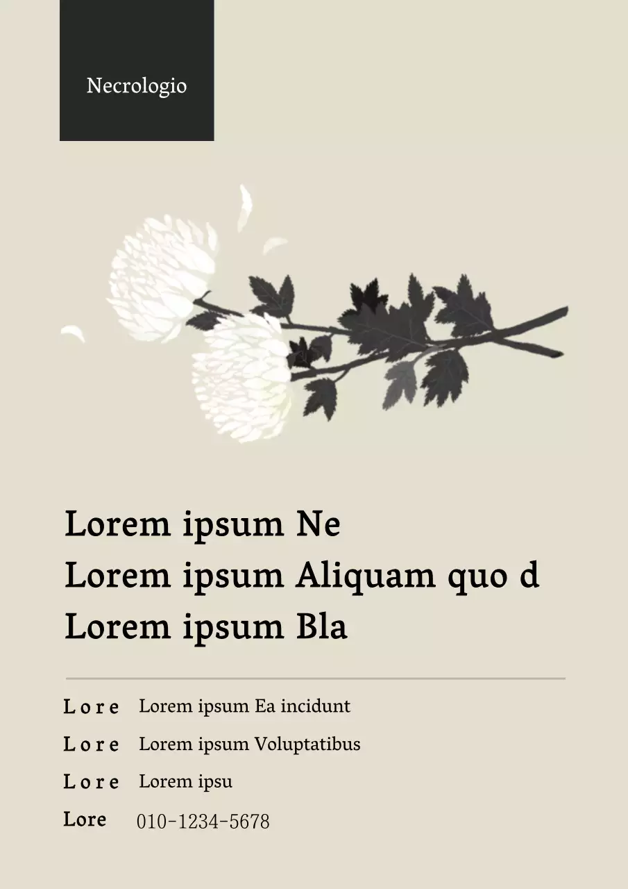 Beige calma crisantemo fiore illustrazione messaggio necrologio