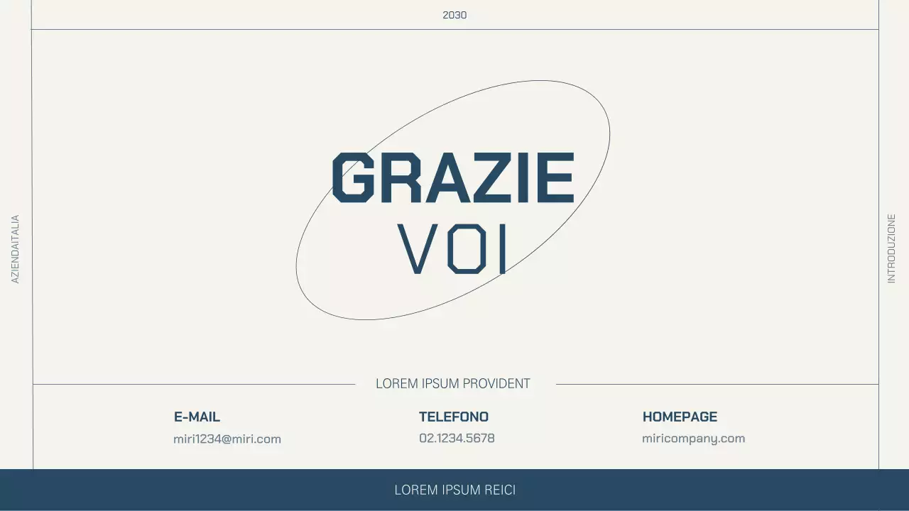 Layout semplice in beige e blu per un profilo aziendale