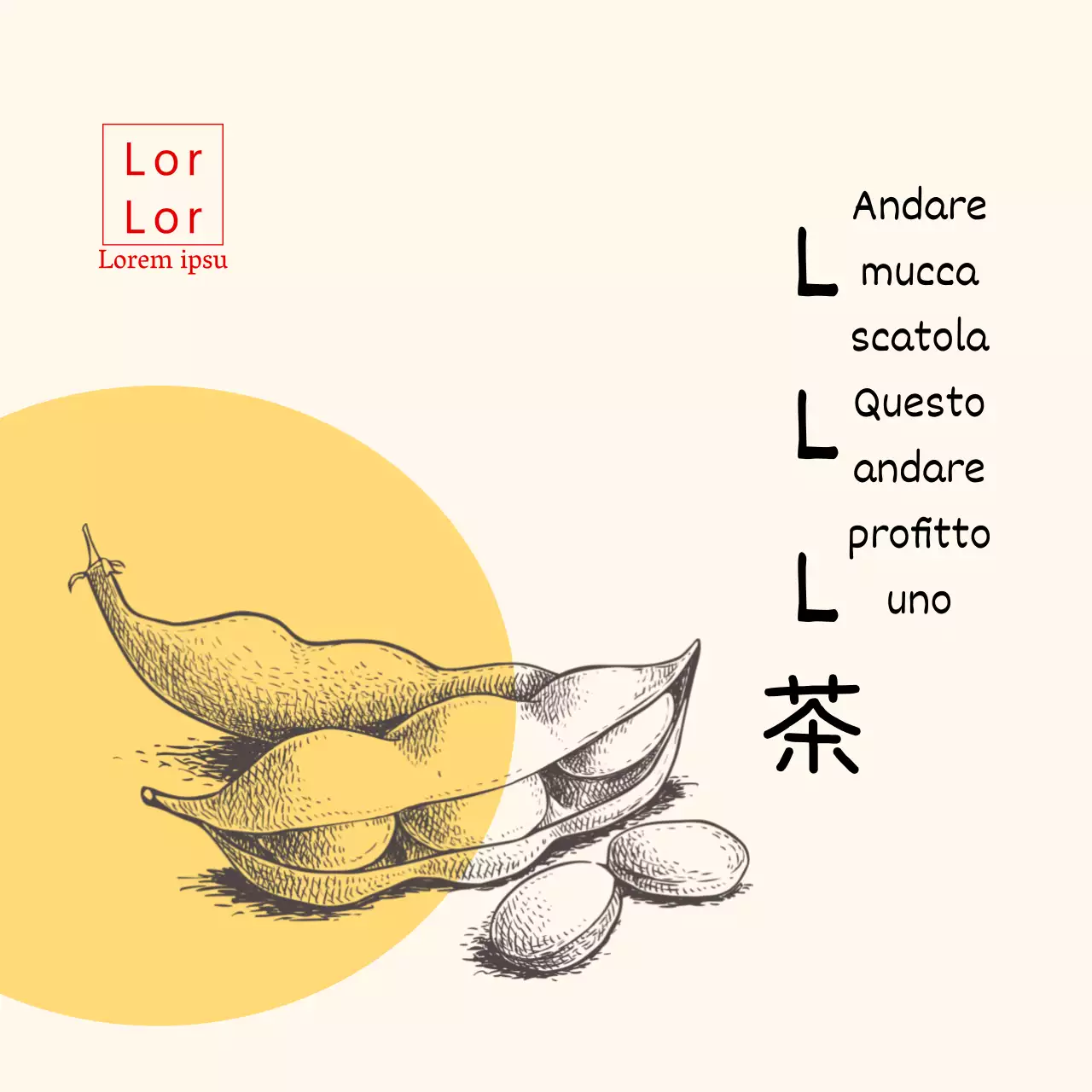 Disegno giallo Adesivo per il tè dei fagioli neri