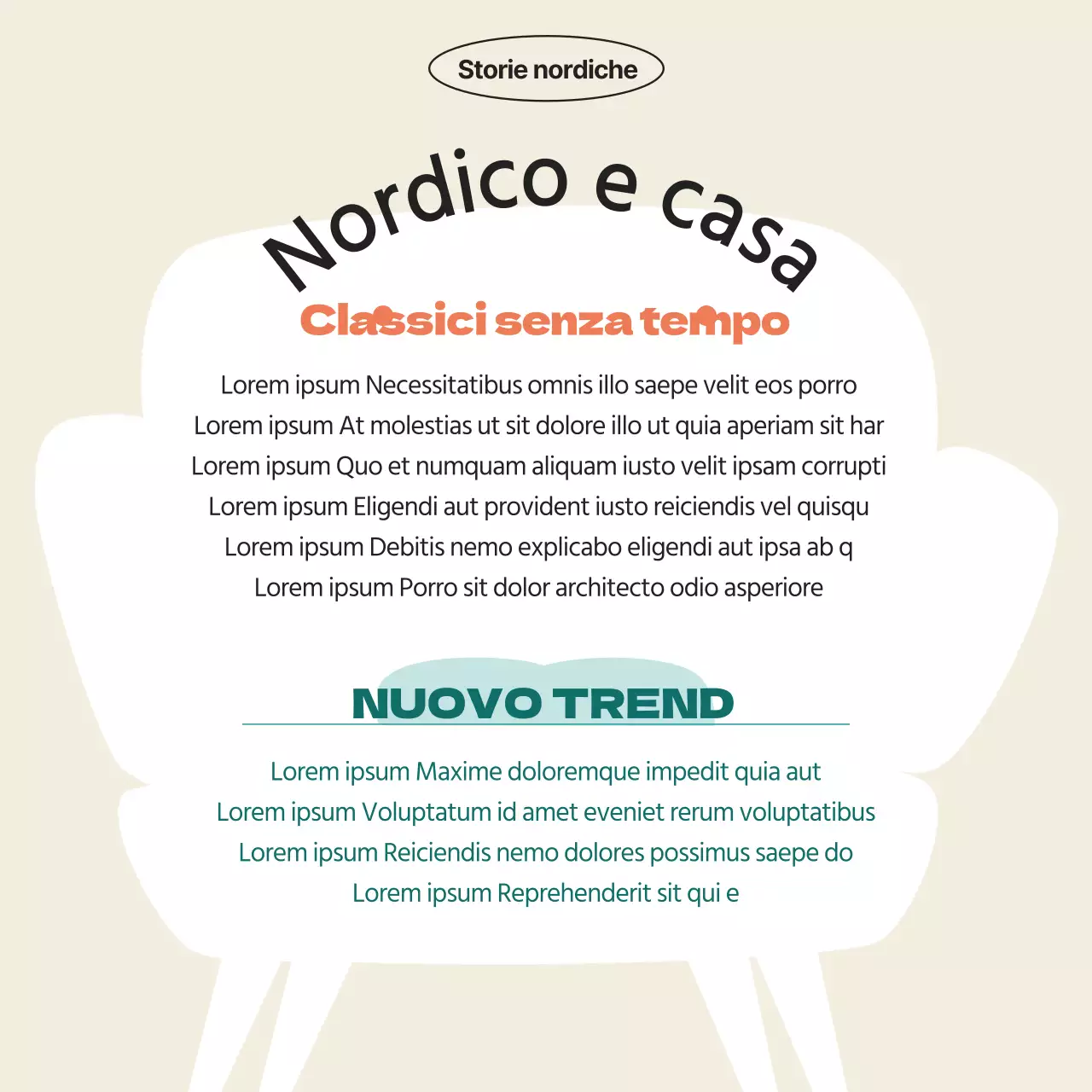 Una selezione di interni puliti e tranquillizzanti in arancione vintage.