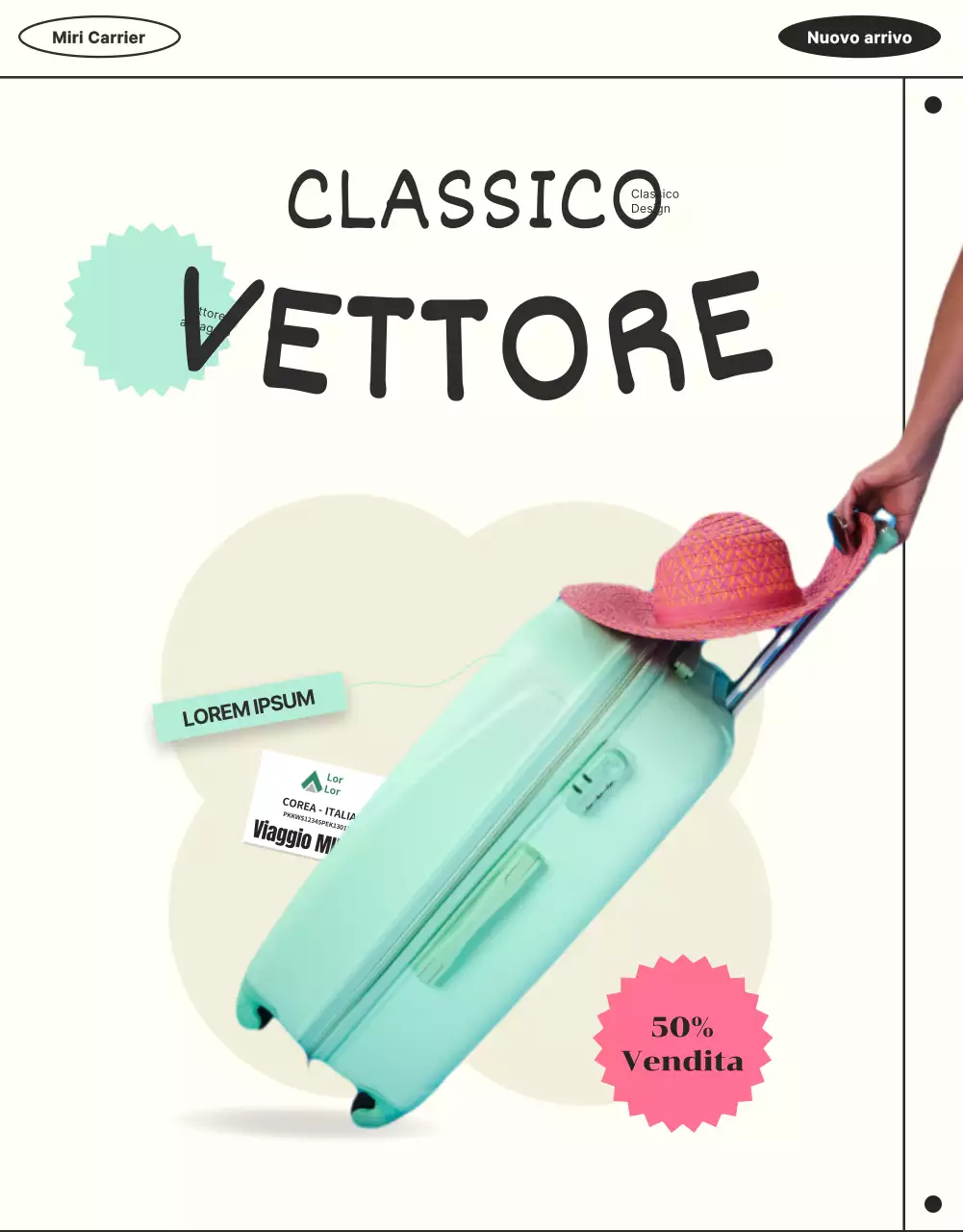 Promuovere le valigie delle vacanze con linee semplici e alla menta