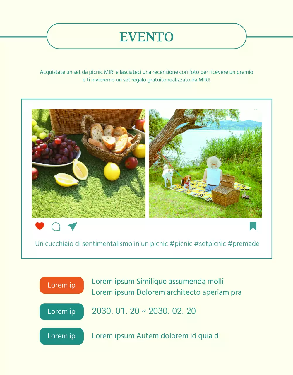 Un set da picnic semplice e pronto per la primavera in verde e giallo è ora in vendita