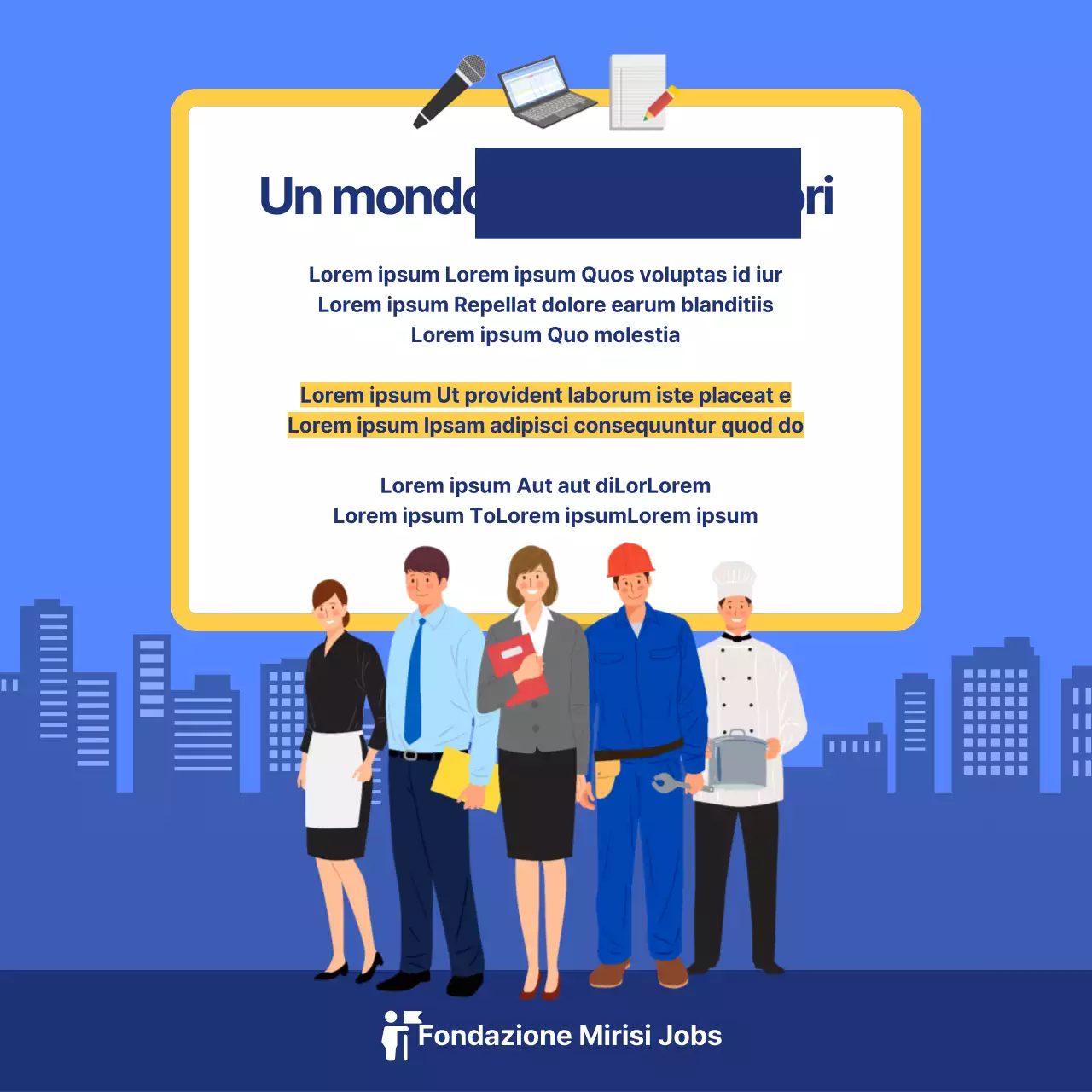 illustrazione blu concetto di lavoratore d'ufficio progetto laterale cardnews