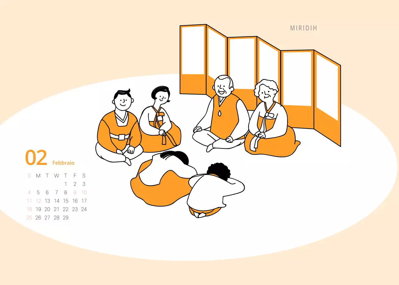 Calendario illustrato multicolore