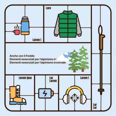 Concetto di illustrazione di semplici parti di costruzione di giocattoli per le escursioni invernali essenziali