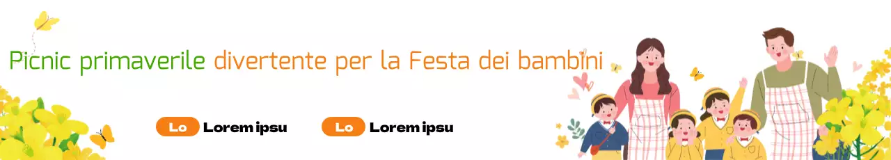 Giornata dei bambini con fiori gialli e picnic