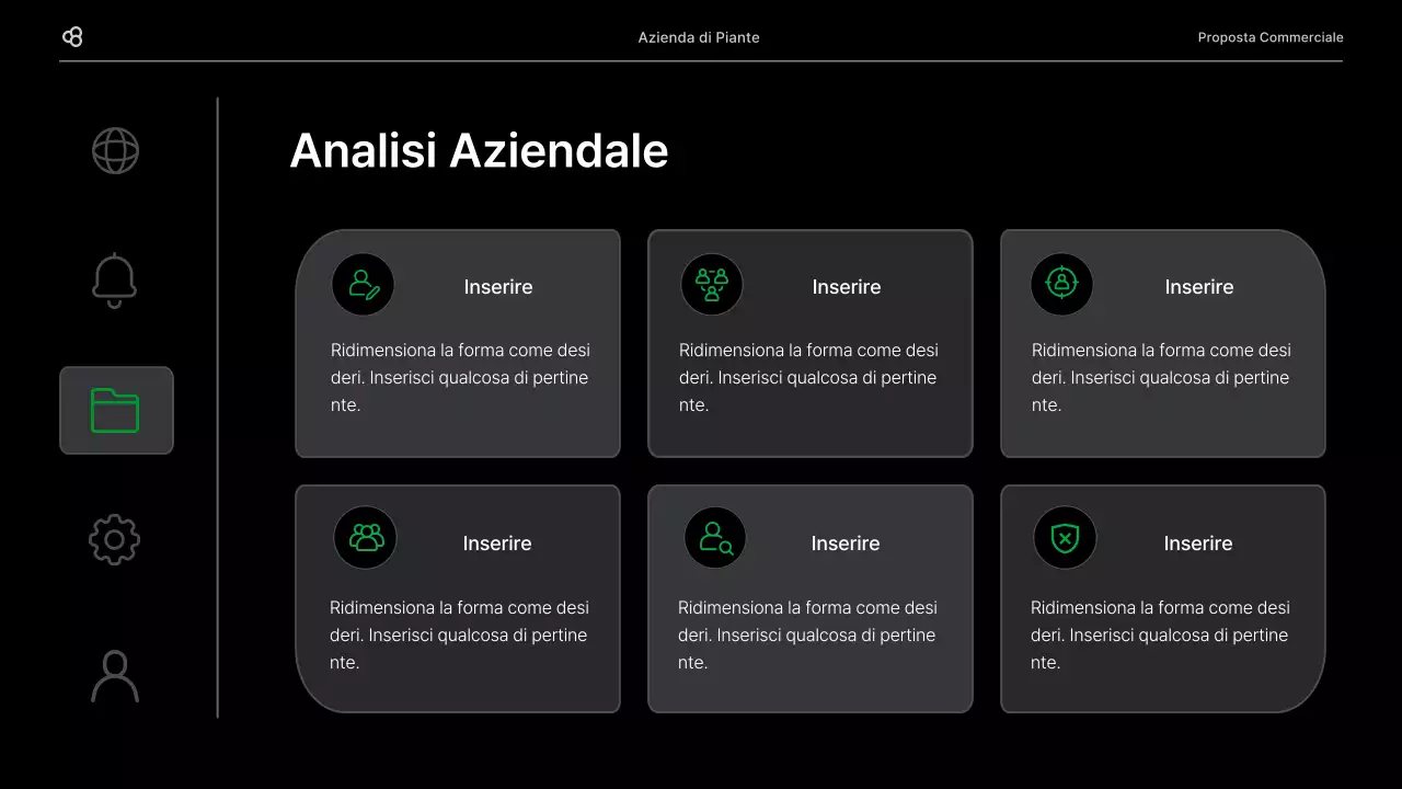 Proposta di business per un'attività commerciale con un concetto di foglia naturale nera e verde