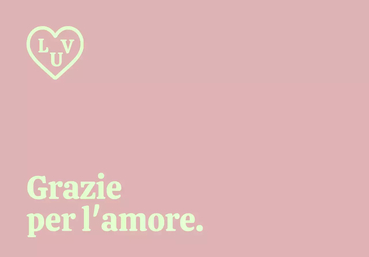 Una busta di ringraziamento semplice e di marca con testo e illustrazione a forma di cuore.