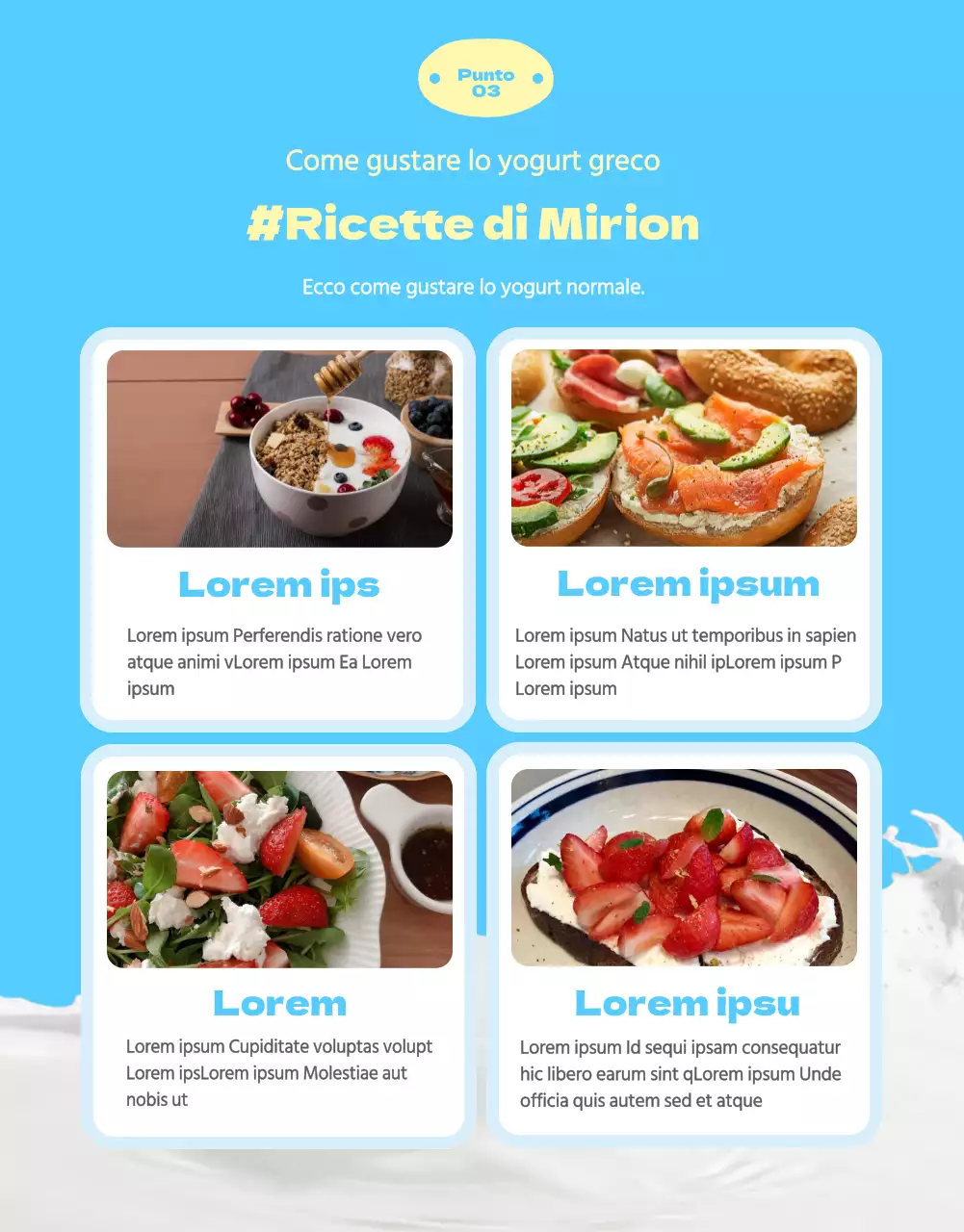 Informazioni sullo yogurt in simpatiche illustrazioni pastello